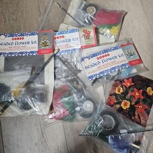 Vintage Beaded Wire Flower Kit Lot Walco Floral Bouquet Arrangement 5 Kits